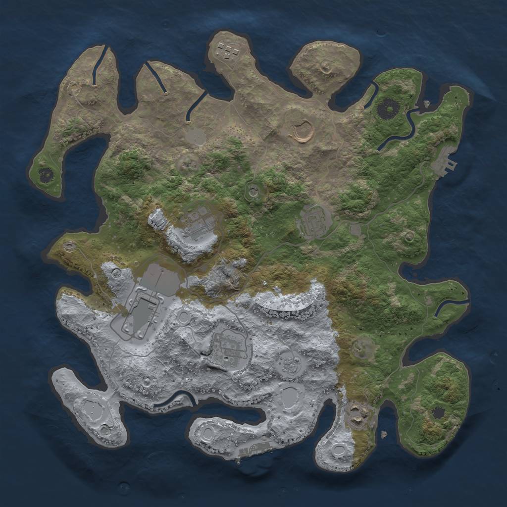 Rust Map: Procedural Map, Size: 3500, Seed: 865594005, 14 Monuments