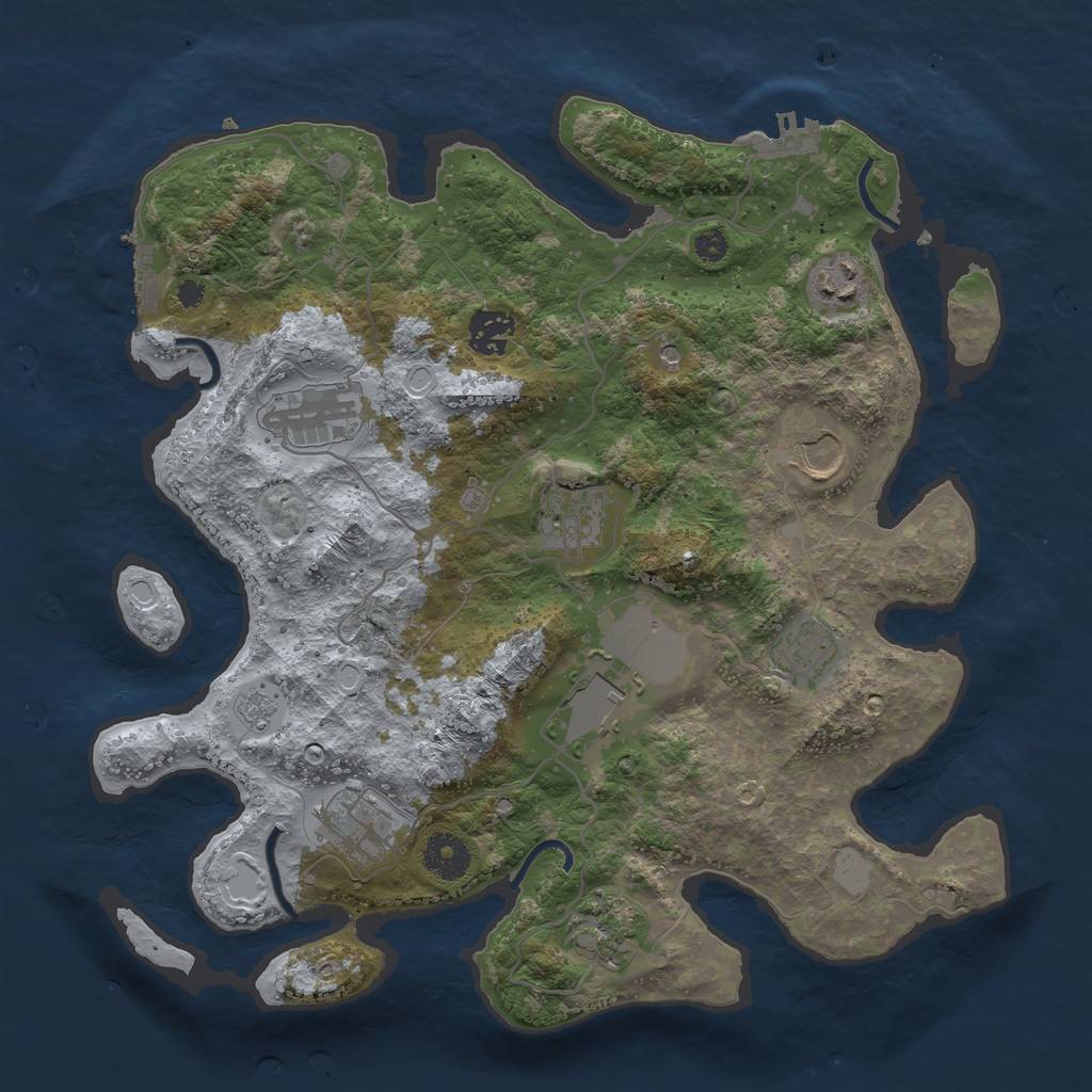 Rust Map: Procedural Map, Size: 3500, Seed: 399208146, 16 Monuments