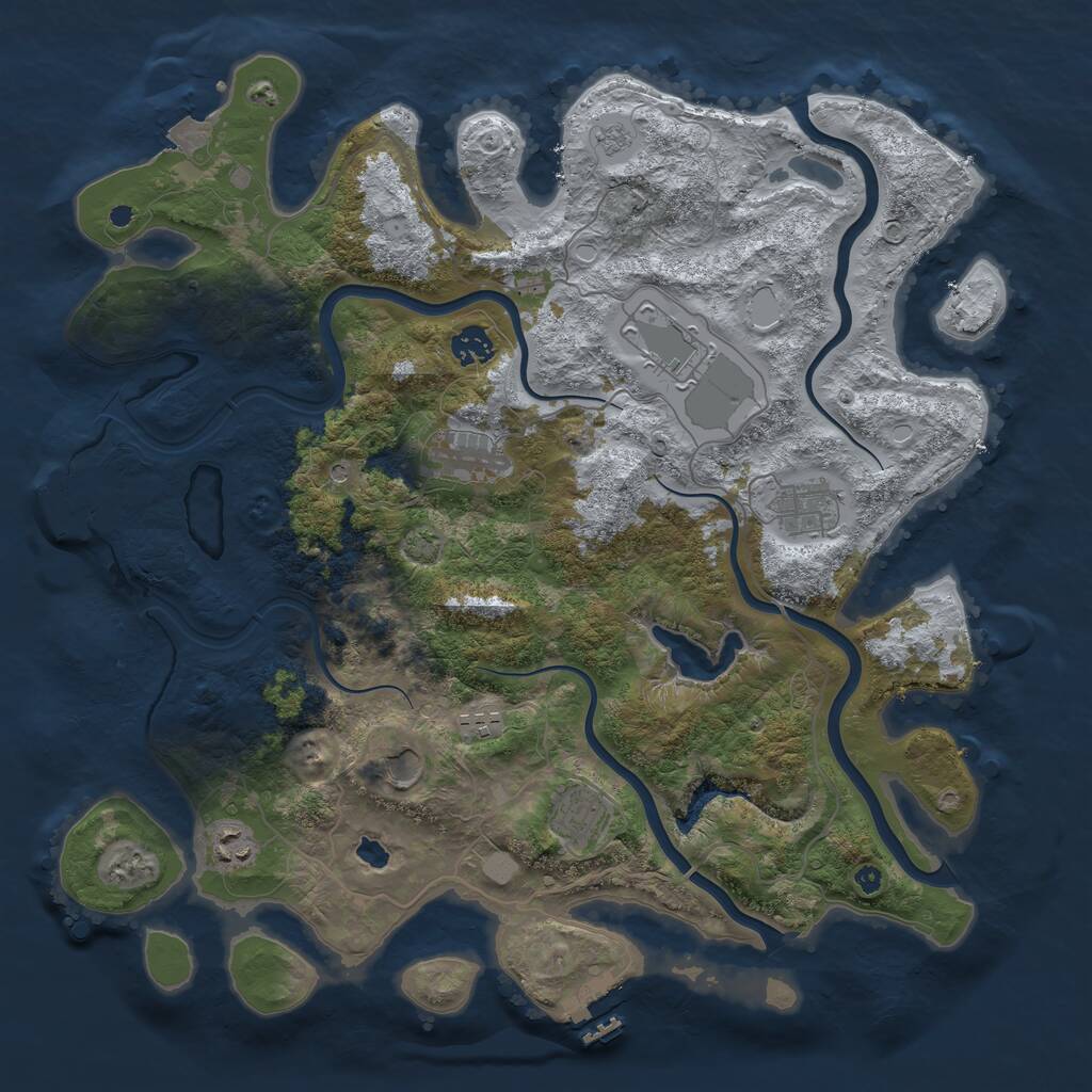 Rust Map: Procedural Map, Size: 4050, Seed: 1654461022, 14 Monuments