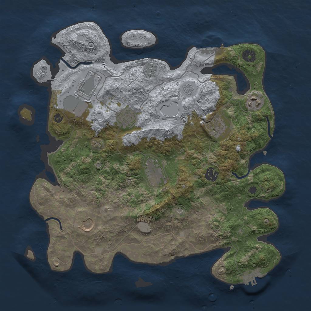 Rust Map: Procedural Map, Size: 3500, Seed: 32207716, 15 Monuments