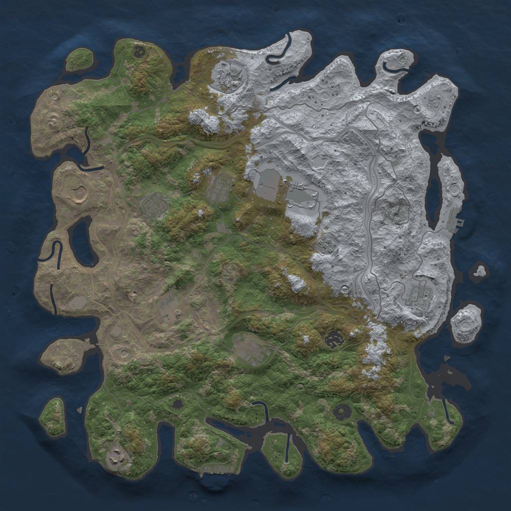 Rust Map: Procedural Map, Size: 4375, Seed: 384418026, 18 Monuments
