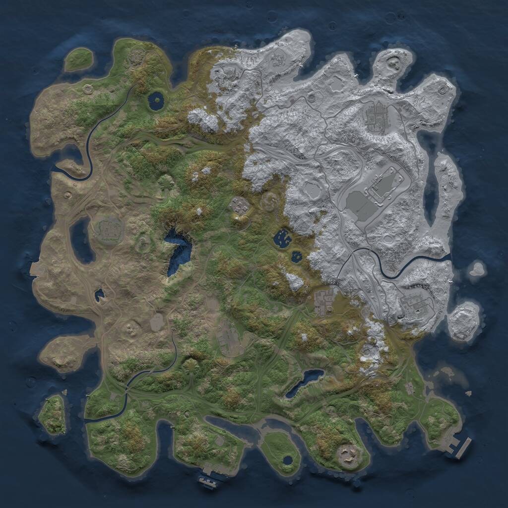 Rust Map: Procedural Map, Size: 4375, Seed: 384418026, 16 Monuments