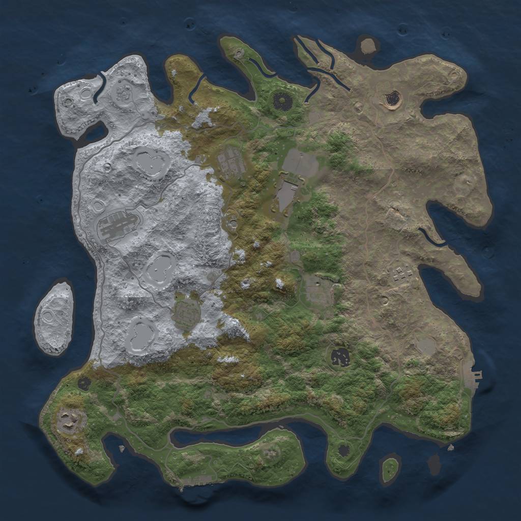 Rust Map: Procedural Map, Size: 4000, Seed: 772, 16 Monuments