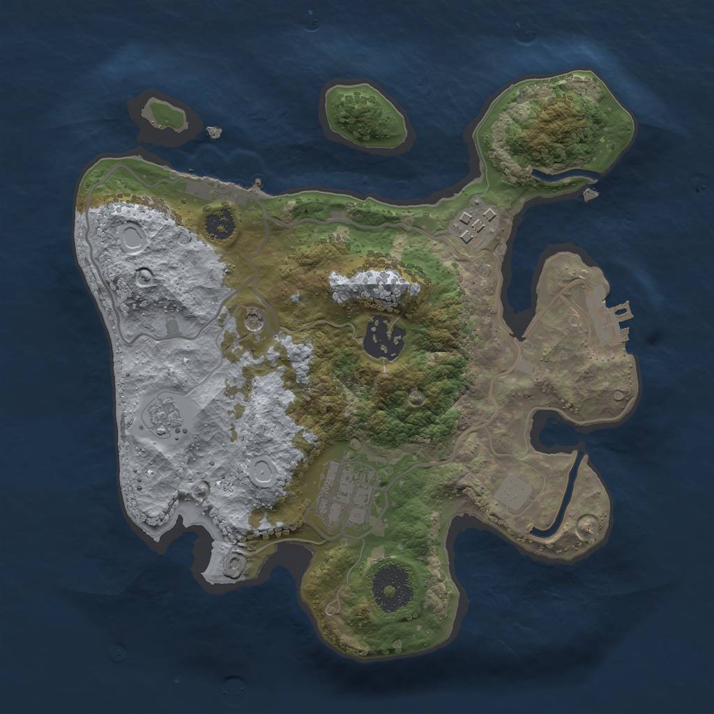 Rust Map: Procedural Map, Size: 2500, Seed: 543, 10 Monuments
