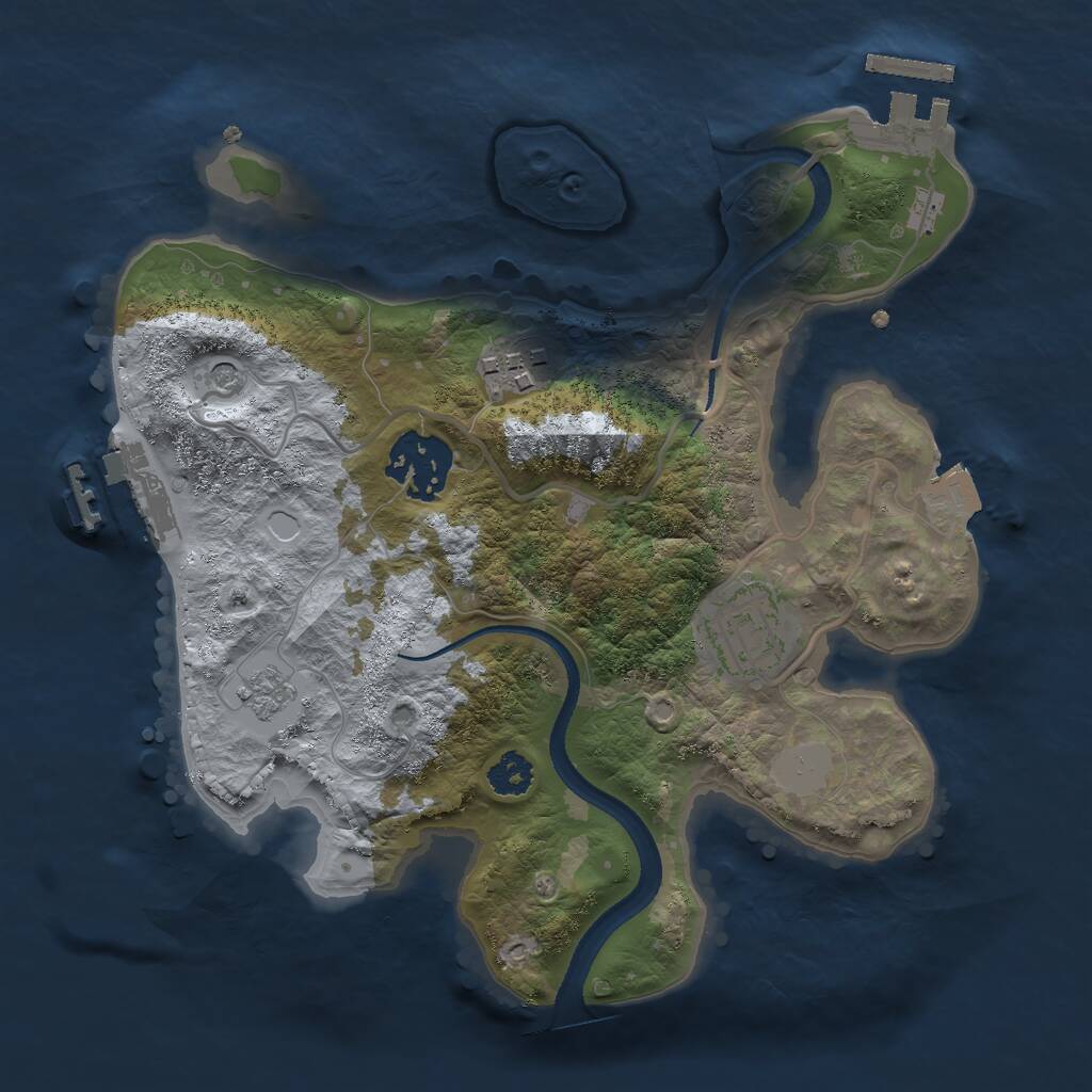 Rust Map: Procedural Map, Size: 2500, Seed: 543, 8 Monuments