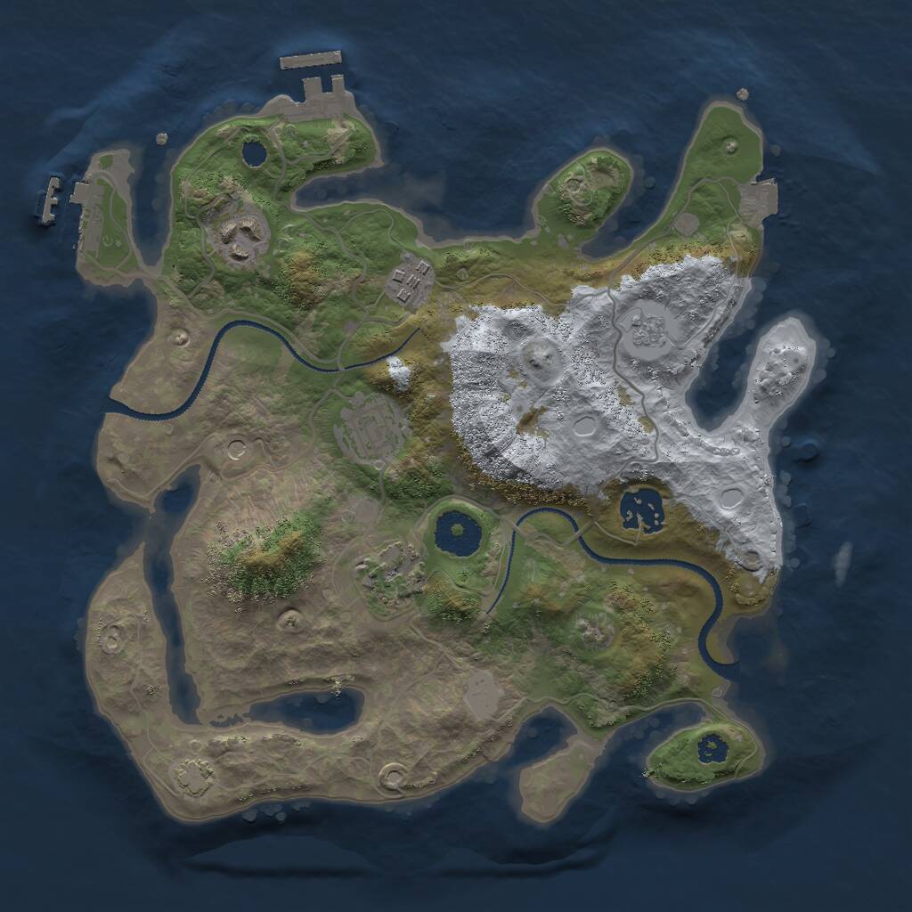 Rust Map: Procedural Map, Size: 3000, Seed: 1221569556, 11 Monuments