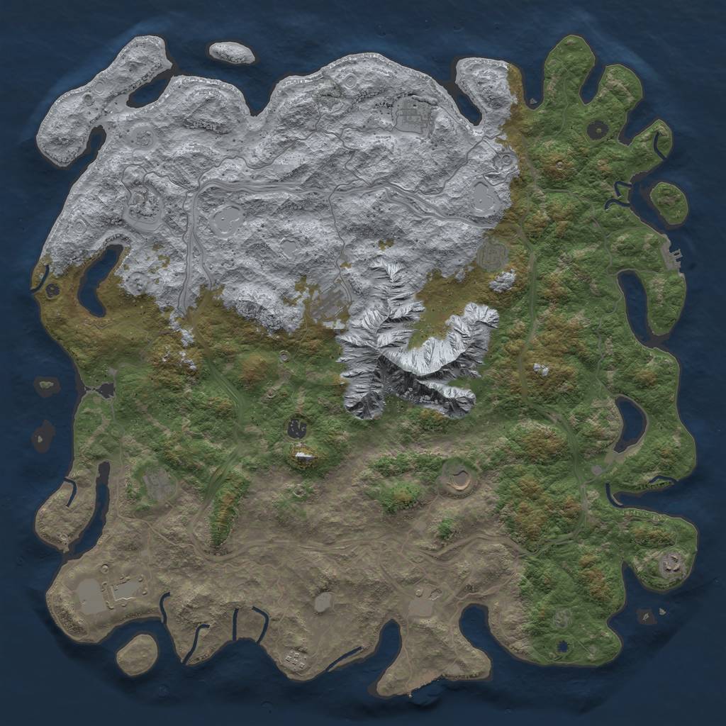 Rust Map: Procedural Map, Size: 5500, Seed: 576687423, 18 Monuments