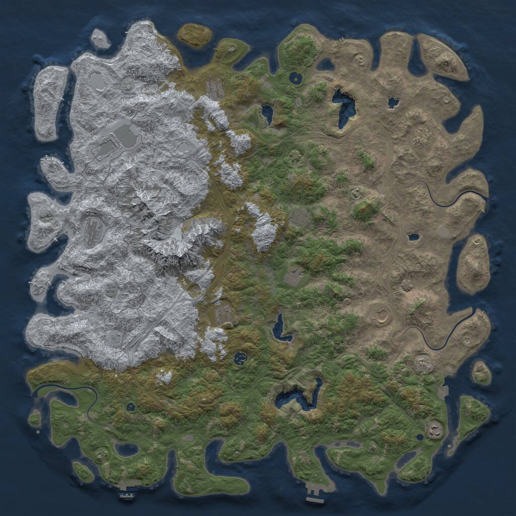 Rust Map: Procedural Map, Size: 6000, Seed: 121282061, 17 Monuments