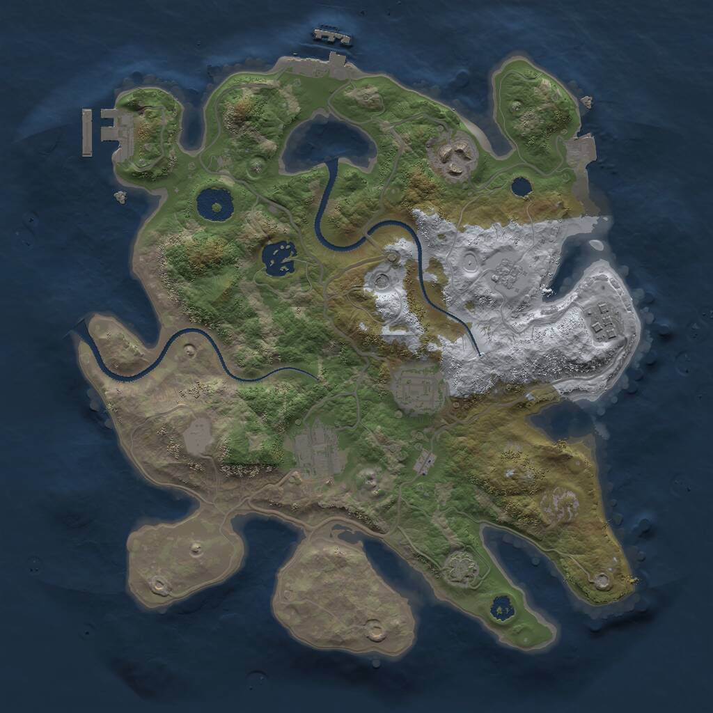 Rust Map: Procedural Map, Size: 3000, Seed: 533324051, 11 Monuments
