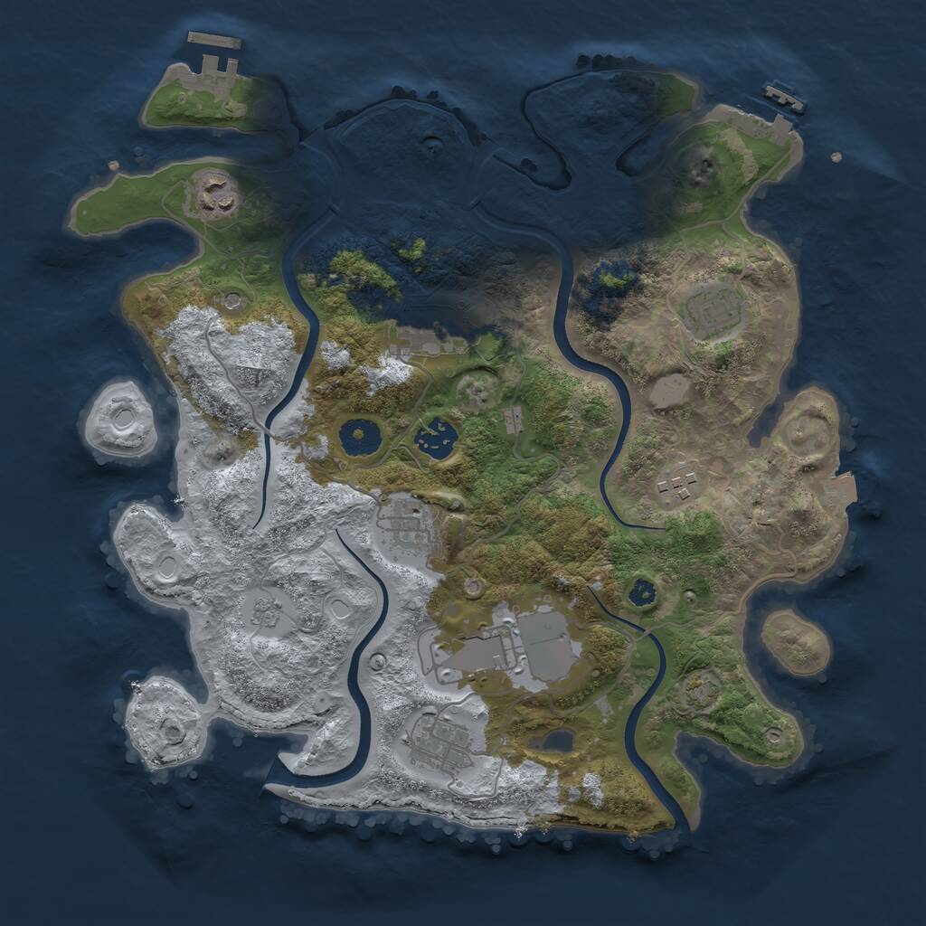 Rust Map: Procedural Map, Size: 3500, Seed: 83297974, 14 Monuments