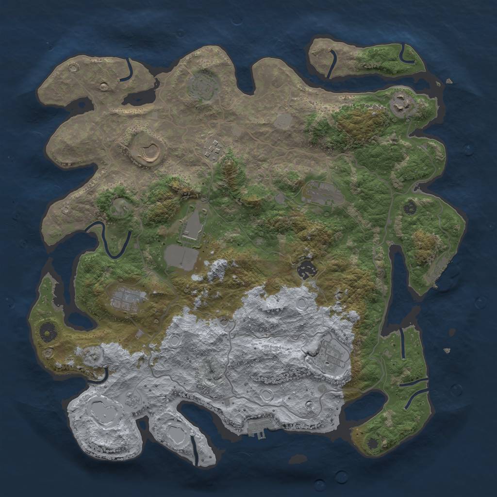Rust Map: Procedural Map, Size: 4000, Seed: 554024909, 16 Monuments