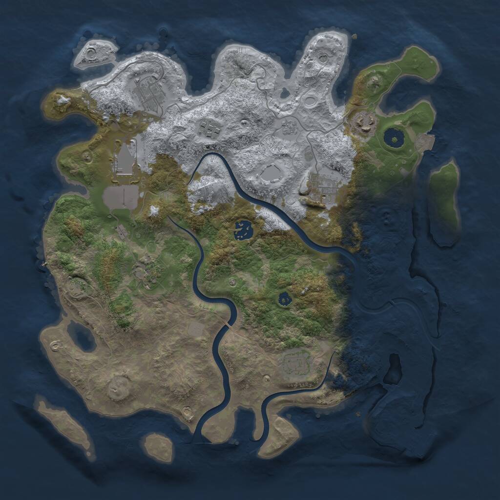 Rust Map: Procedural Map, Size: 3700, Seed: 1816334986, 13 Monuments