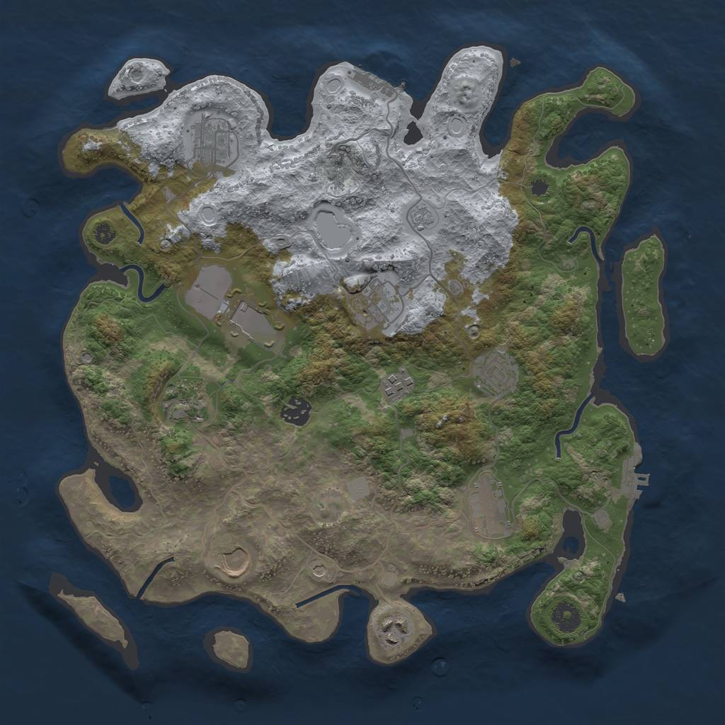 Rust Map: Procedural Map, Size: 3700, Seed: 1816334986, 17 Monuments