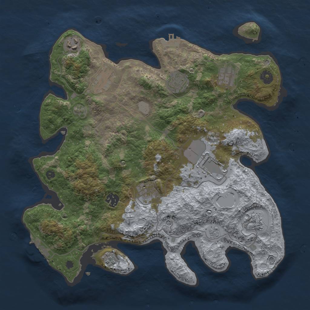 Rust Map: Procedural Map, Size: 3500, Seed: 57625802, 16 Monuments