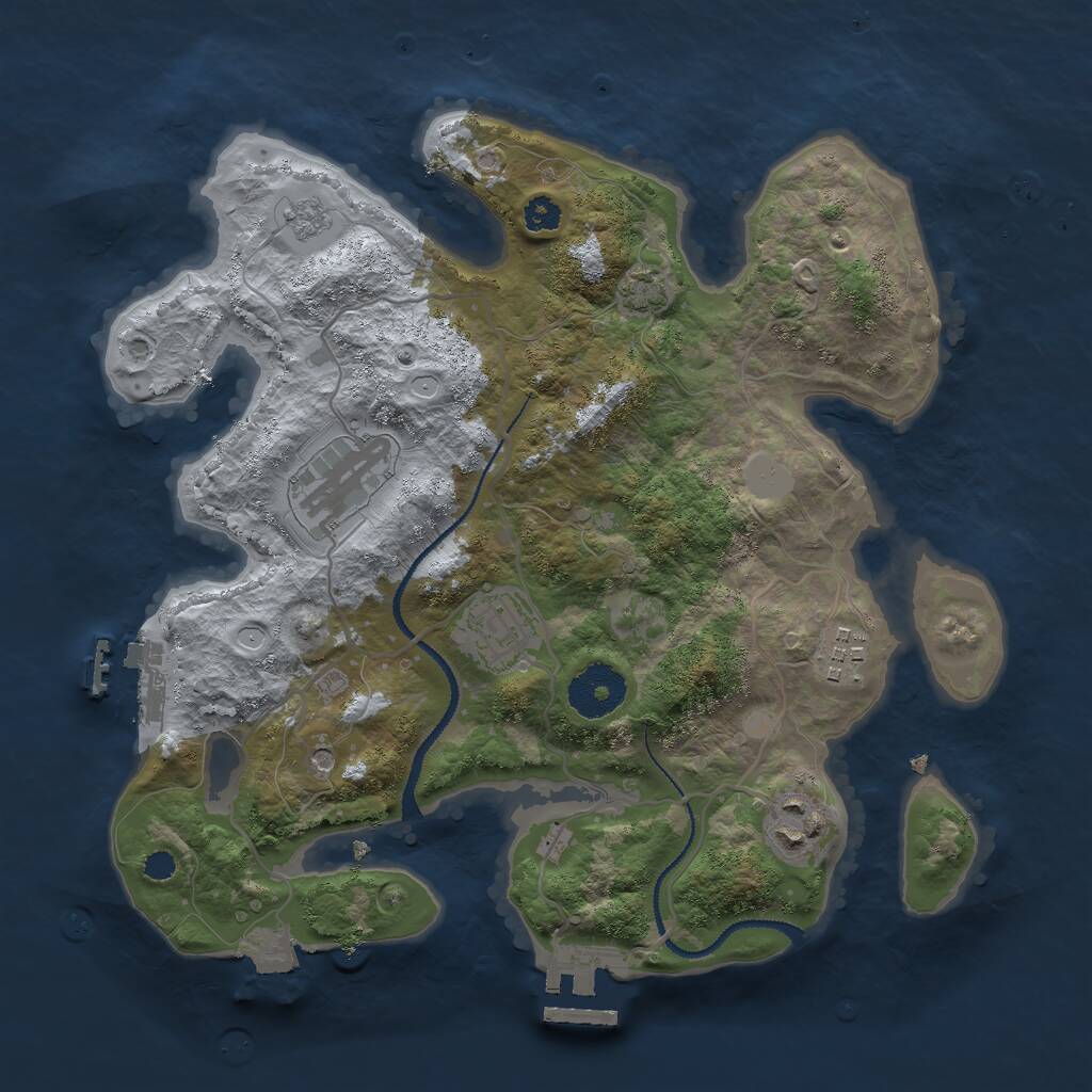 Rust Map: Procedural Map, Size: 3000, Seed: 642738349, 10 Monuments
