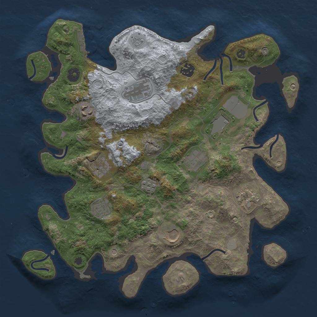 Rust Map: Procedural Map, Size: 3500, Seed: 1883915336, 16 Monuments