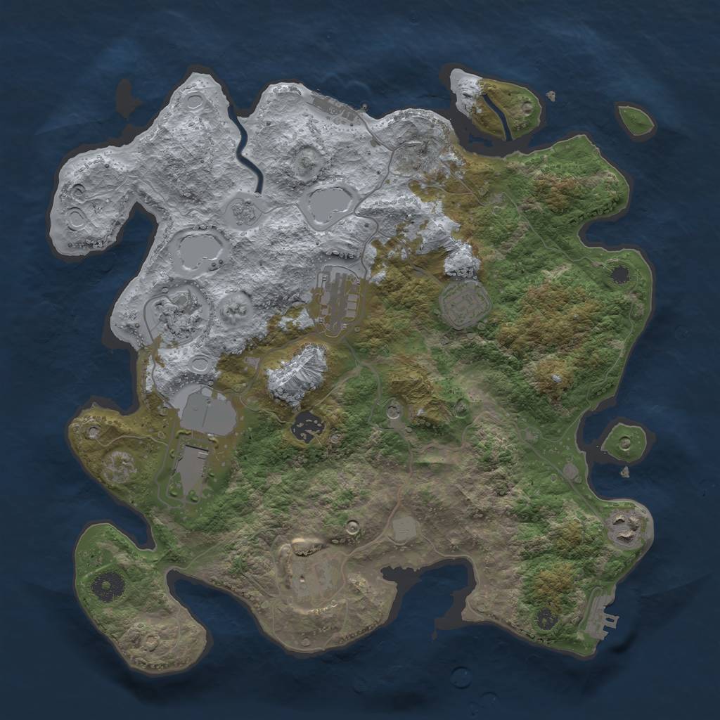 Rust Map: Procedural Map, Size: 3500, Seed: 376691300, 14 Monuments