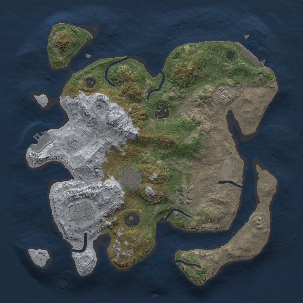 Rust Map: Procedural Map, Size: 3000, Seed: 656609106, 12 Monuments