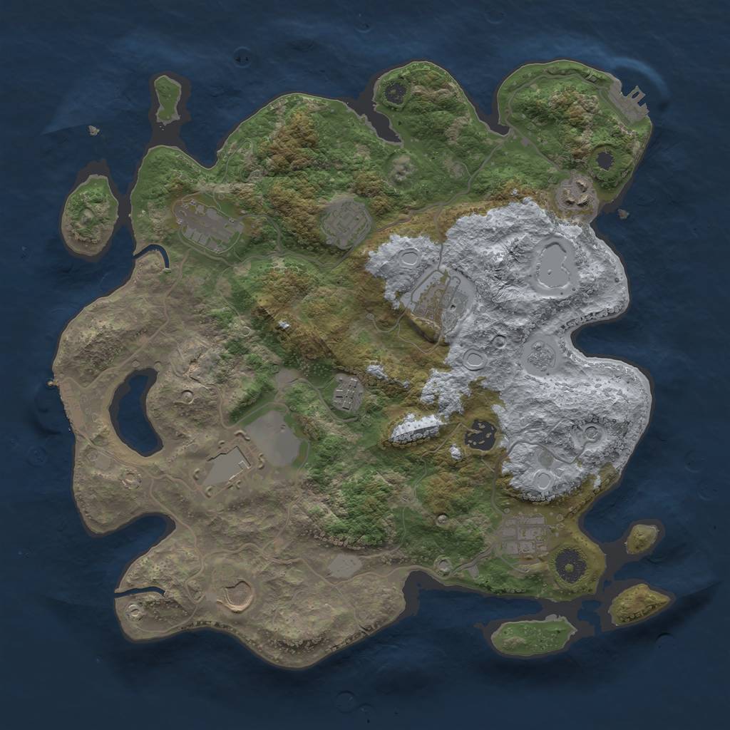 Rust Map: Procedural Map, Size: 3500, Seed: 692412, 16 Monuments