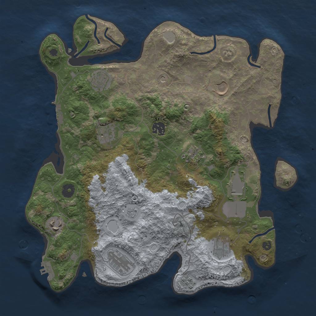 Rust Map: Procedural Map, Size: 3500, Seed: 3322, 17 Monuments