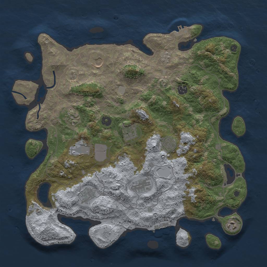 Rust Map: Procedural Map, Size: 4000, Seed: 100816424, 17 Monuments