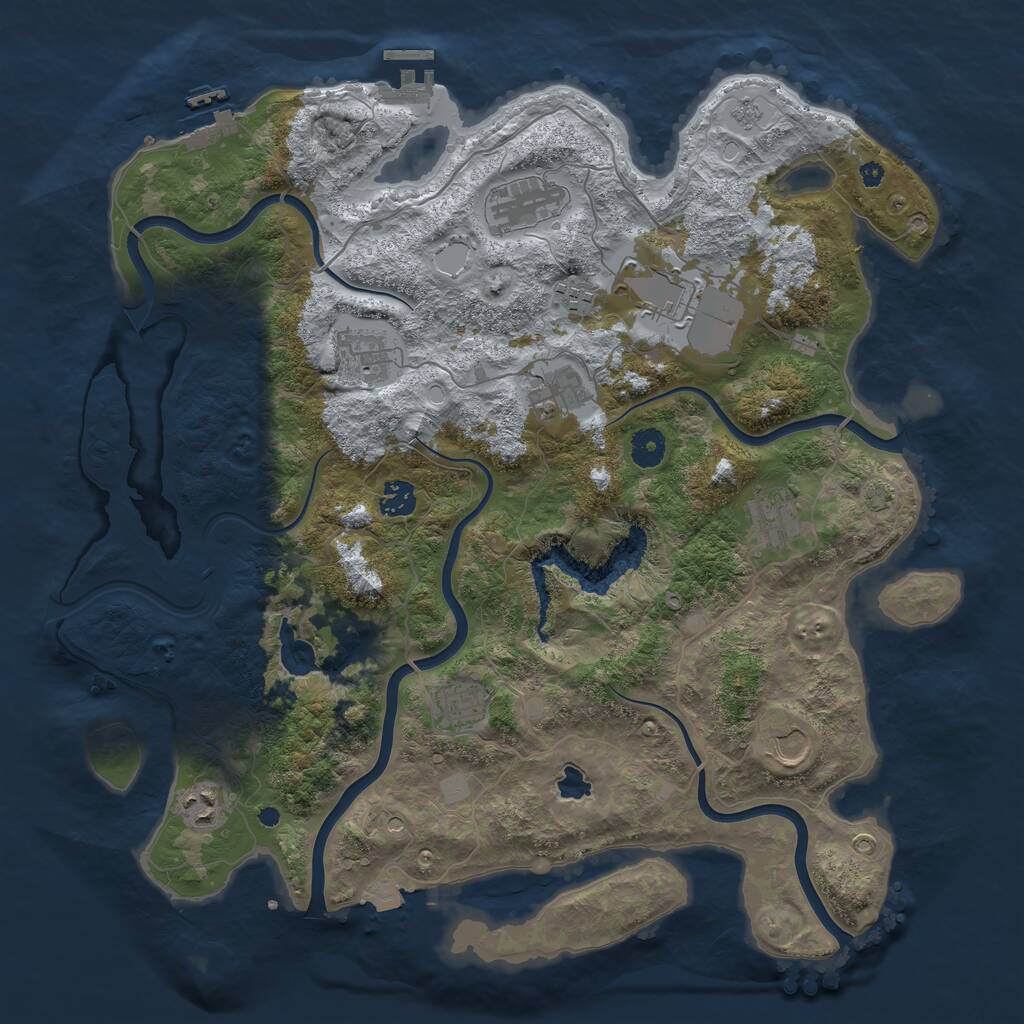 Rust Map: Procedural Map, Size: 4096, Seed: 279114218, 16 Monuments