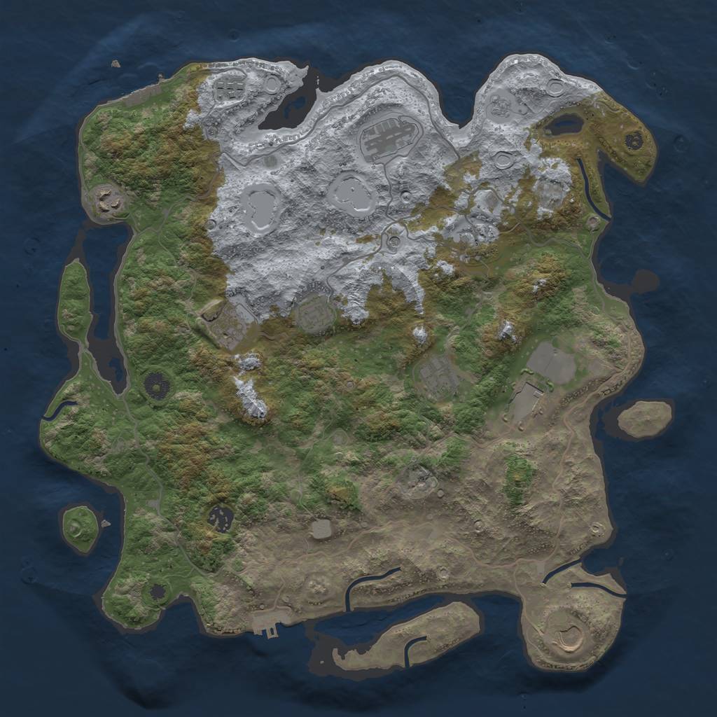 Rust Map: Procedural Map, Size: 4096, Seed: 279114218, 17 Monuments