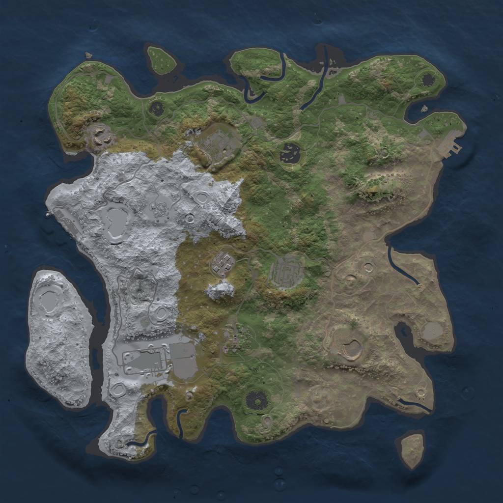 Rust Map: Procedural Map, Size: 3600, Seed: 1147828111, 15 Monuments
