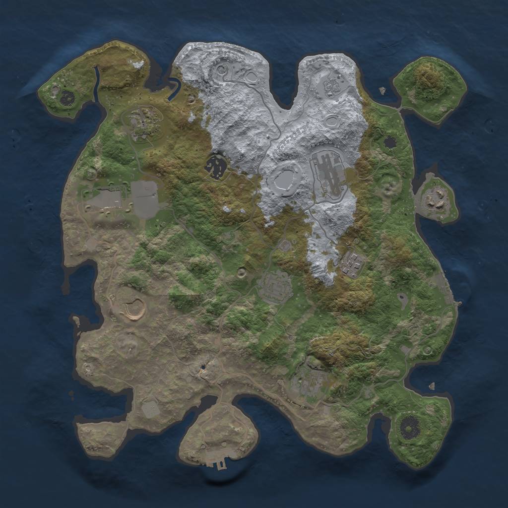 Rust Map: Procedural Map, Size: 3500, Seed: 6258436, 16 Monuments