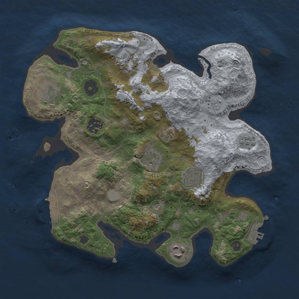 Rust Map: Procedural Map, Size: 3000, Seed: 2142720956, 14 Monuments