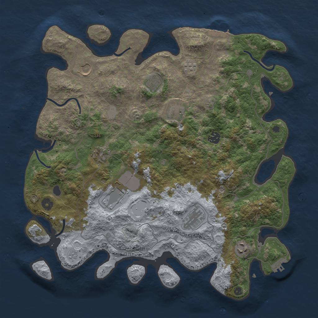 Rust Map: Procedural Map, Size: 4000, Seed: 686504800, 16 Monuments