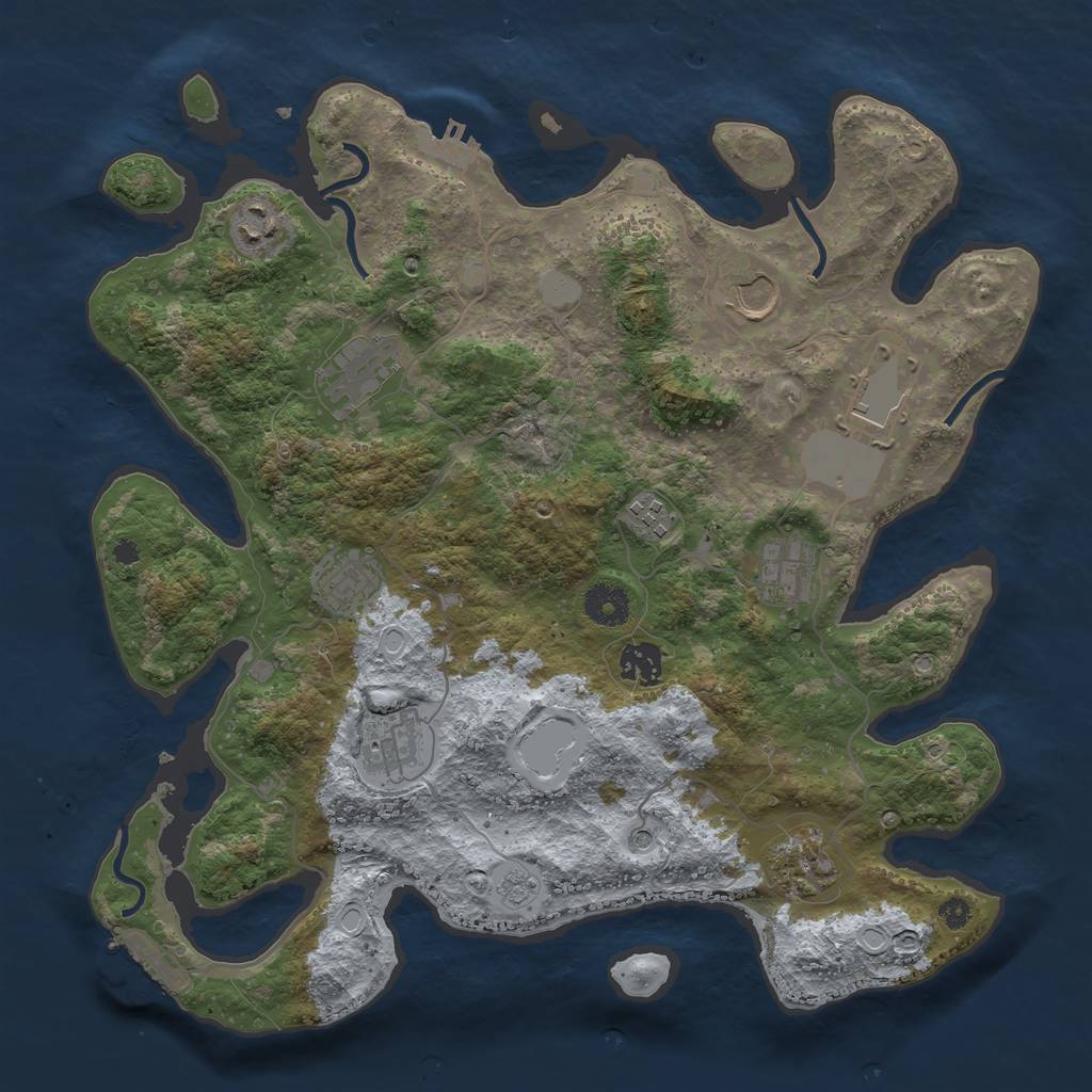 Rust Map: Procedural Map, Size: 3700, Seed: 131040671, 17 Monuments
