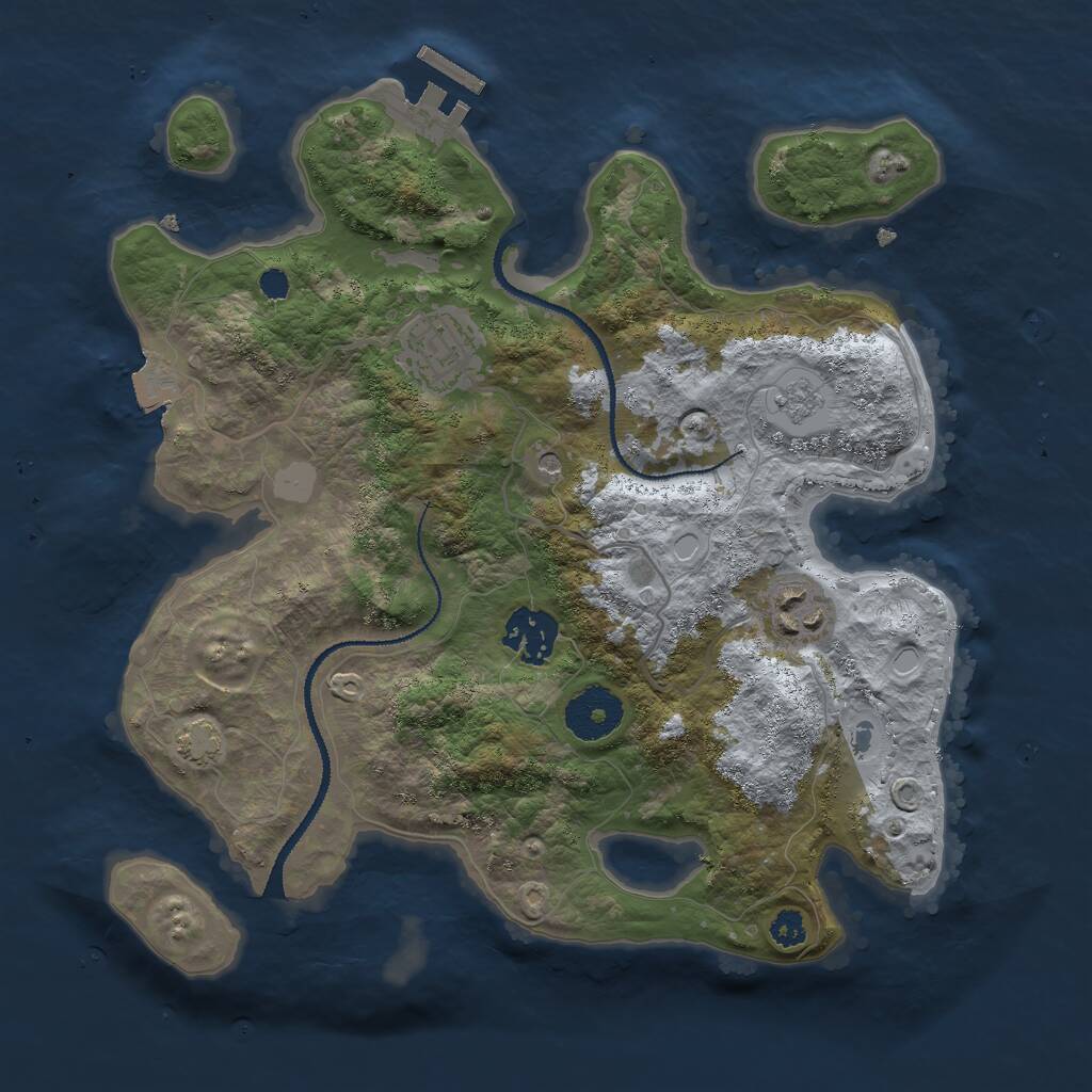 Rust Map: Procedural Map, Size: 3000, Seed: 201463228, 8 Monuments