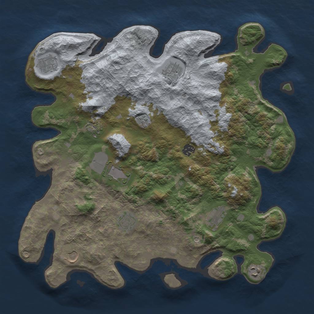 Rust Map: Barren, Size: 4000, Seed: 1870544601, 13 Monuments
