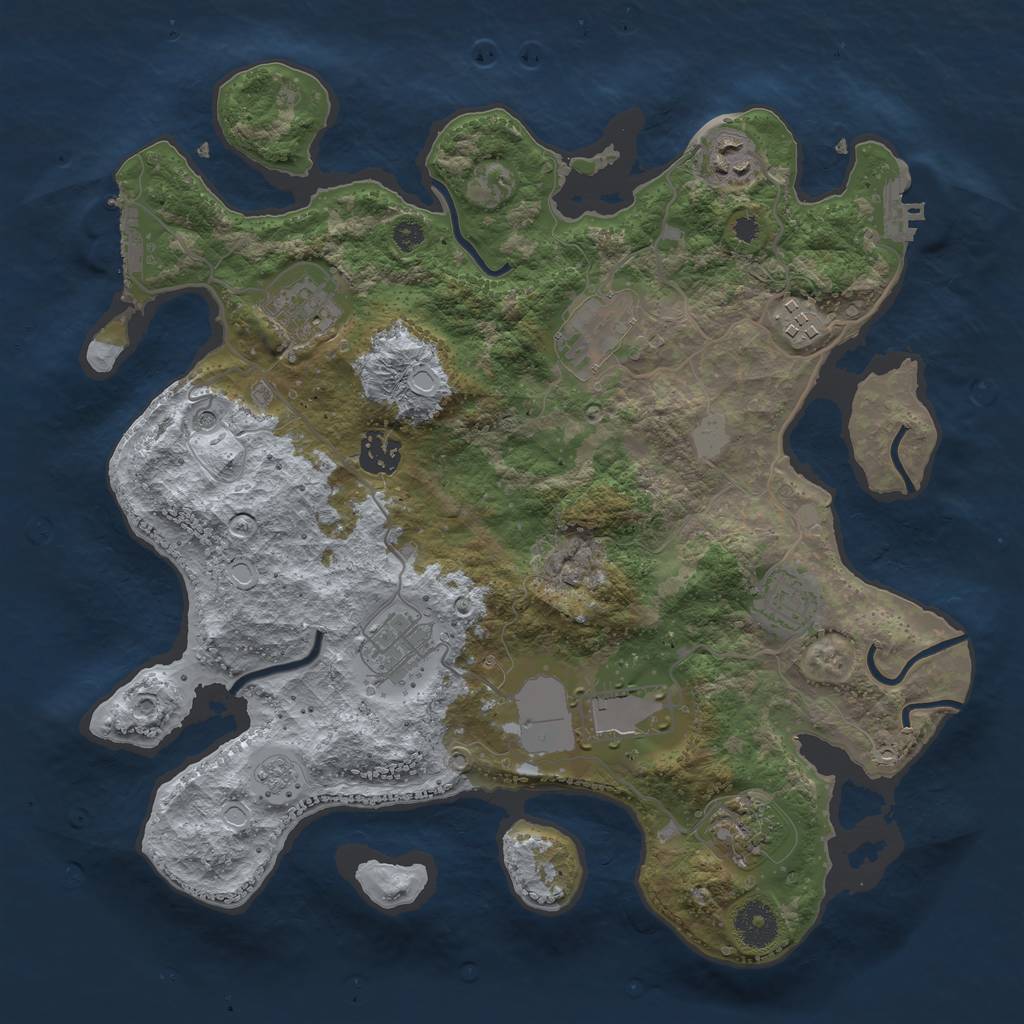 Rust Map: Procedural Map, Size: 3500, Seed: 52559468, 16 Monuments