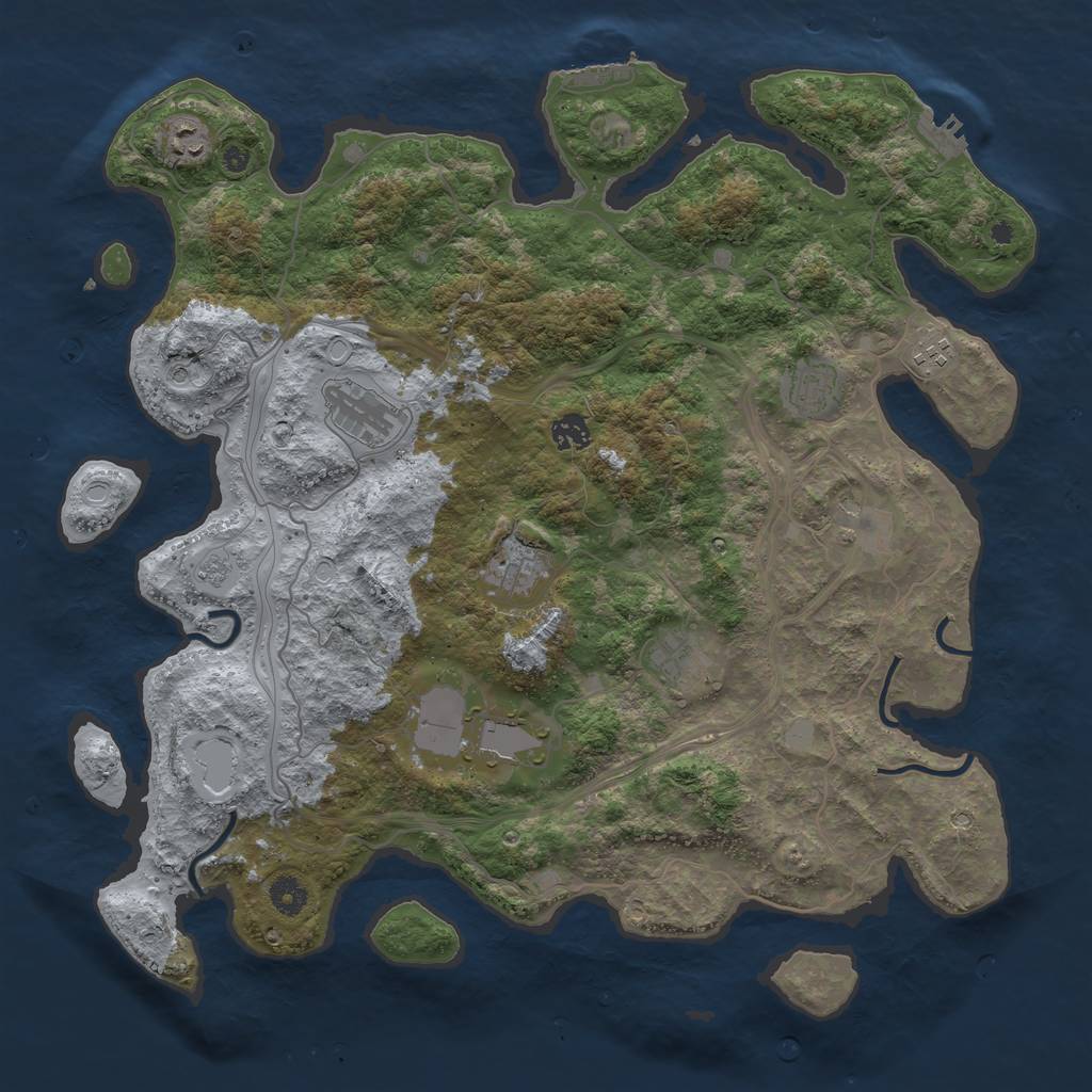 Rust Map: Procedural Map, Size: 4250, Seed: 192455997, 16 Monuments