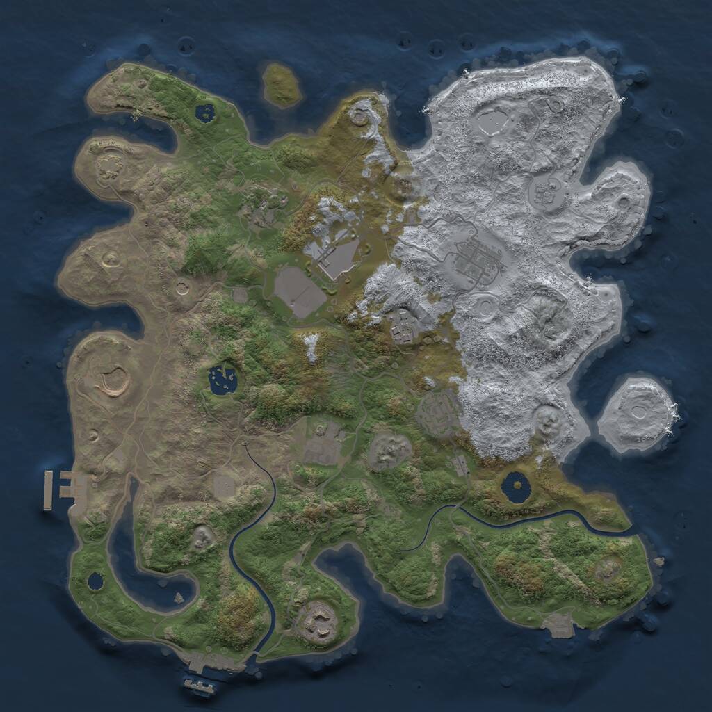 Rust Map: Procedural Map, Size: 3600, Seed: 6657580, 15 Monuments