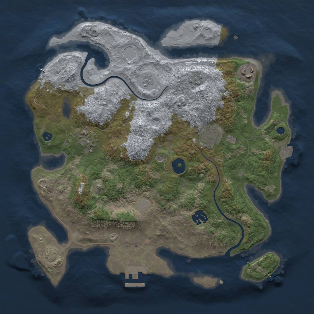 Rust Map: Procedural Map, Size: 3250, Seed: 9206672, 10 Monuments