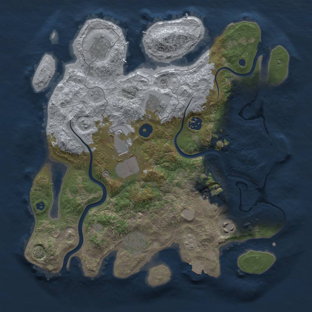 Rust Map: Procedural Map, Size: 3500, Seed: 1024091948, 13 Monuments