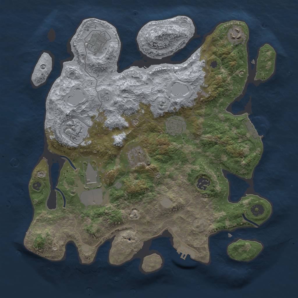 Rust Map: Procedural Map, Size: 3500, Seed: 1024091948, 14 Monuments