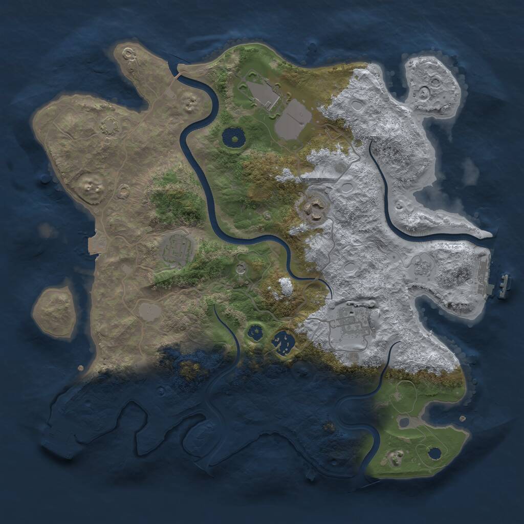Rust Map: Procedural Map, Size: 3500, Seed: 1325918765, 11 Monuments