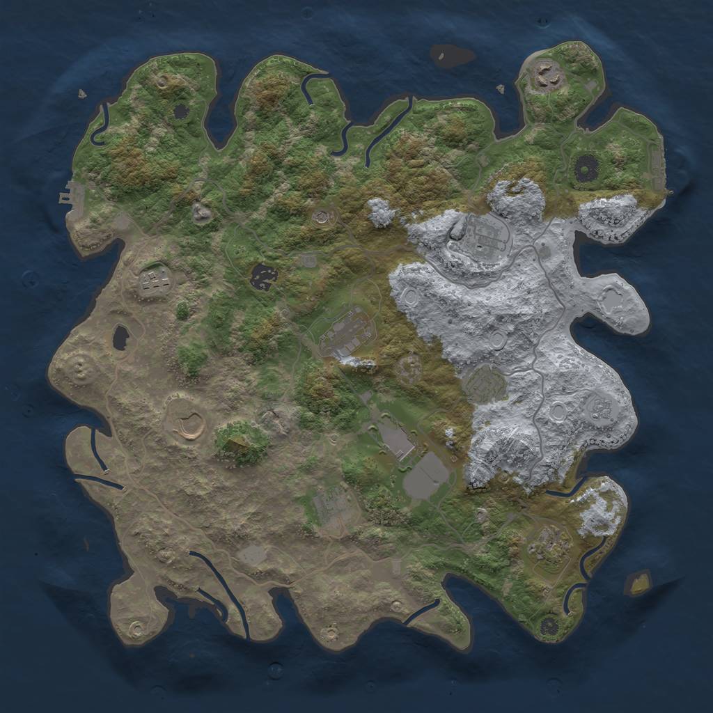 Rust Map: Procedural Map, Size: 4000, Seed: 1838993821, 17 Monuments