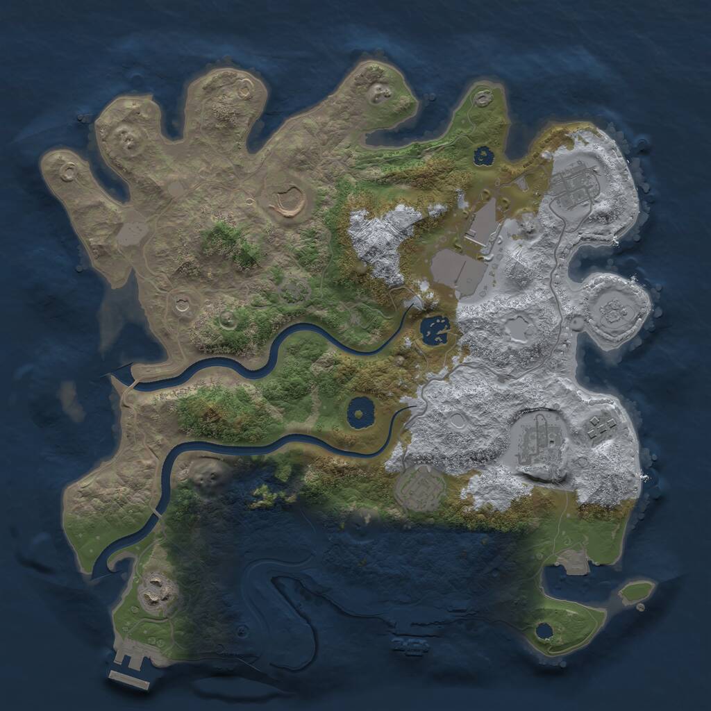 Rust Map: Procedural Map, Size: 3500, Seed: 1136237794, 14 Monuments