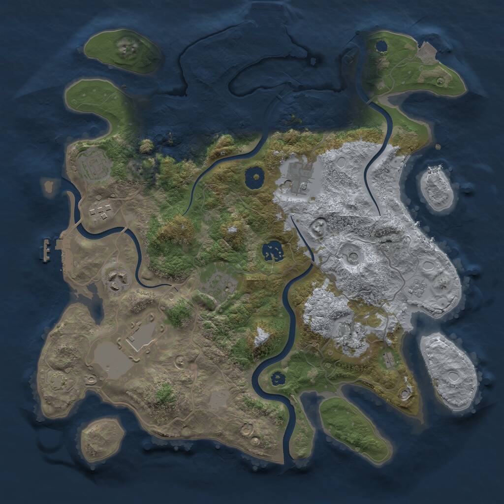 Rust Map: Procedural Map, Size: 3500, Seed: 70815827, 14 Monuments