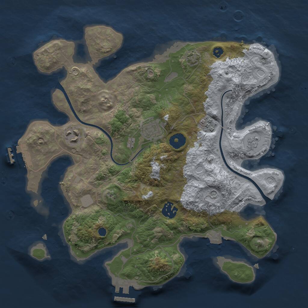 Rust Map: Procedural Map, Size: 3000, Seed: 8071632, 10 Monuments