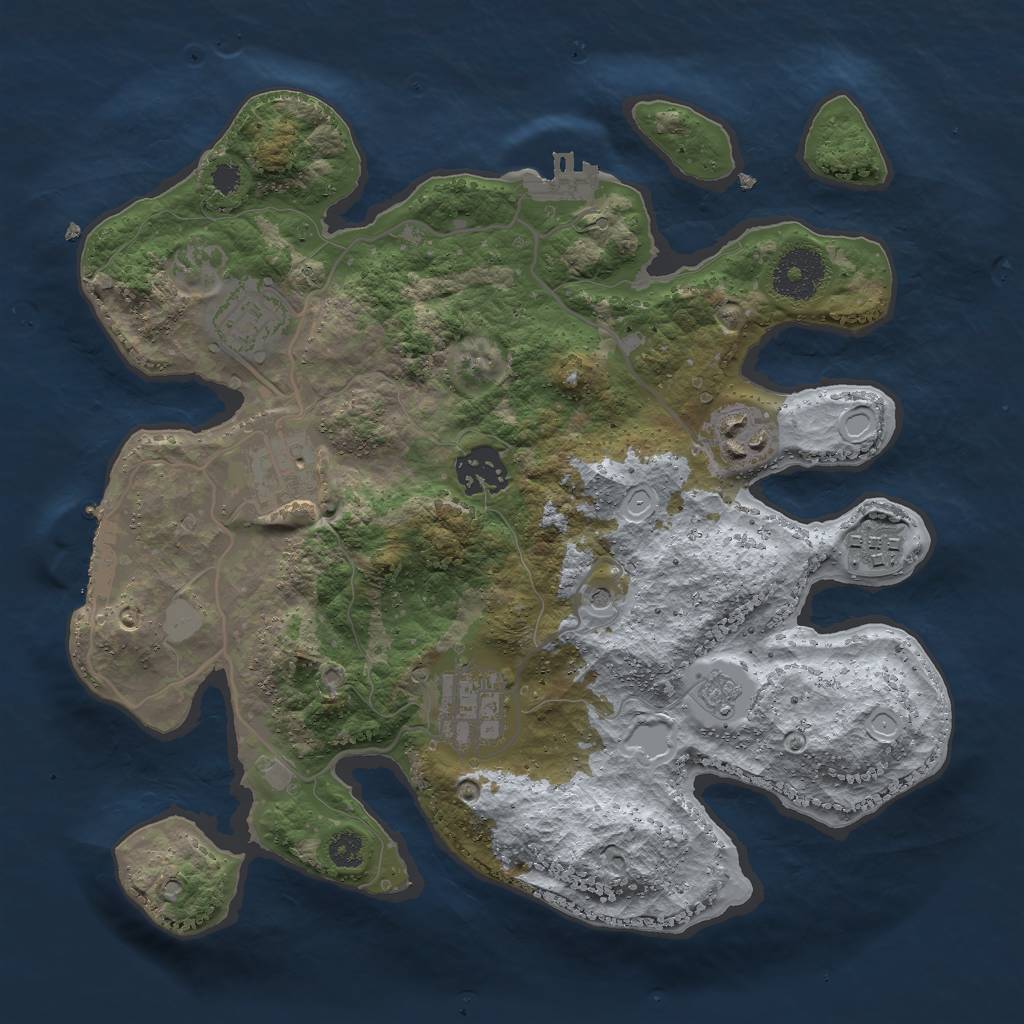 Rust Map: Procedural Map, Size: 3000, Seed: 1893784014, 13 Monuments