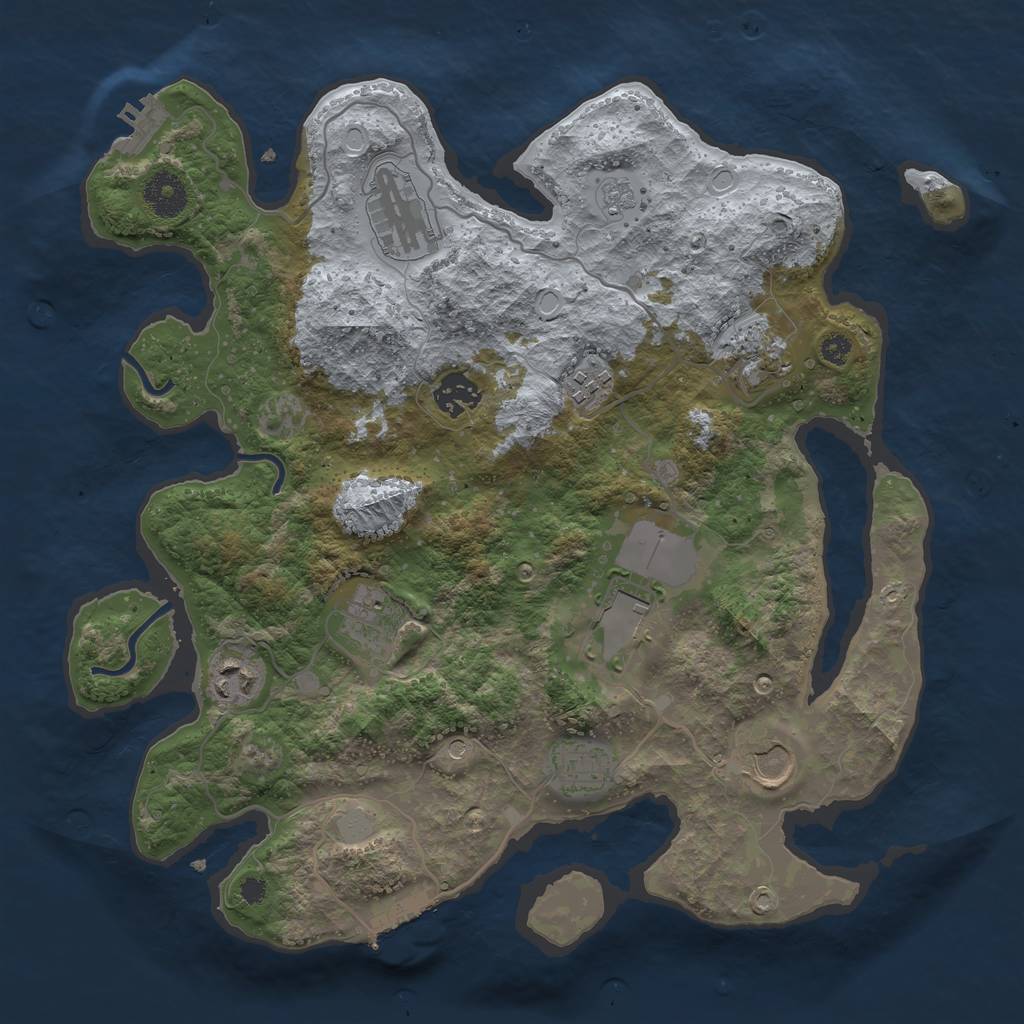Rust Map: Procedural Map, Size: 3500, Seed: 68185910, 16 Monuments