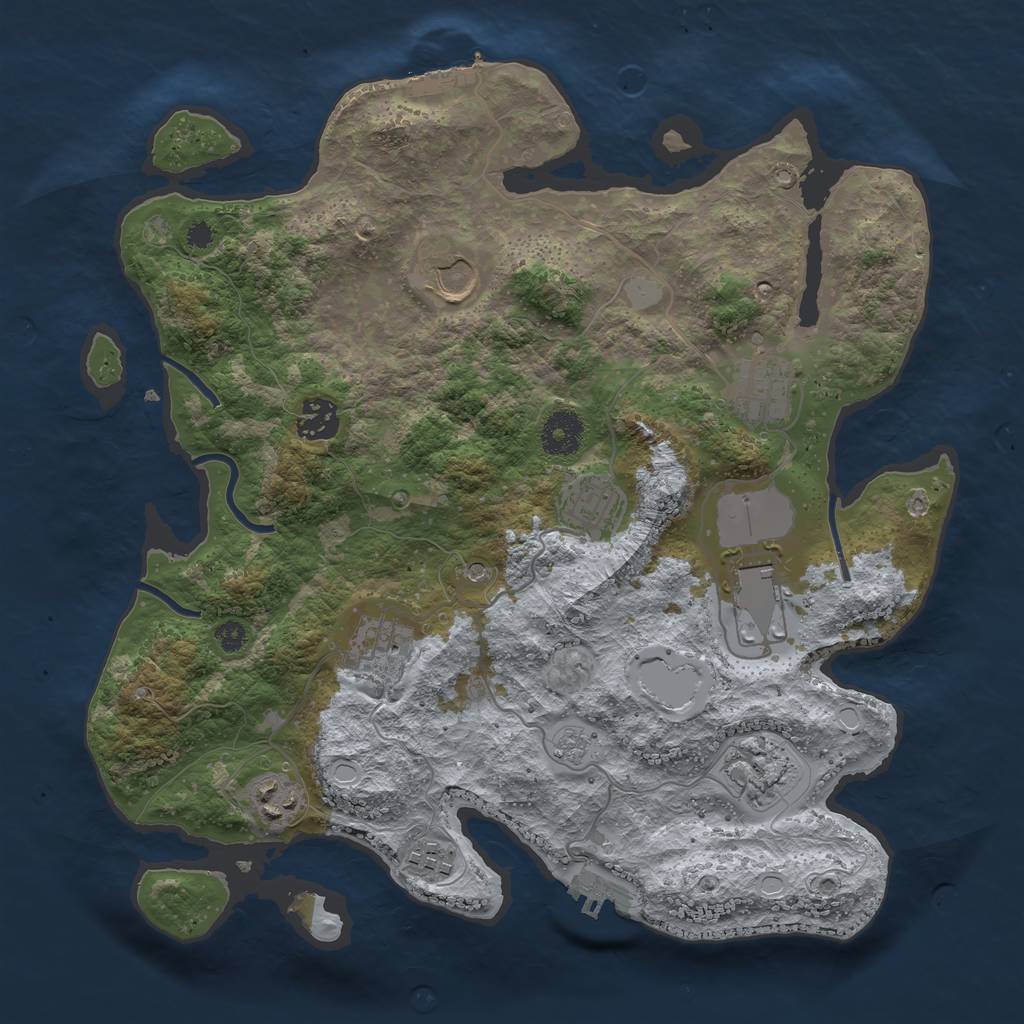 Rust Map: Procedural Map, Size: 3500, Seed: 374927, 16 Monuments