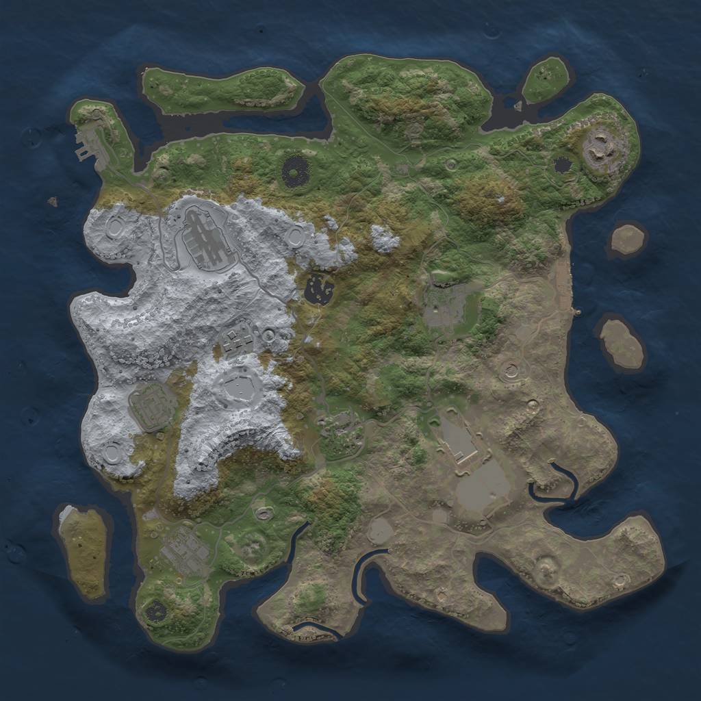 Rust Map: Procedural Map, Size: 3500, Seed: 1929942705, 15 Monuments