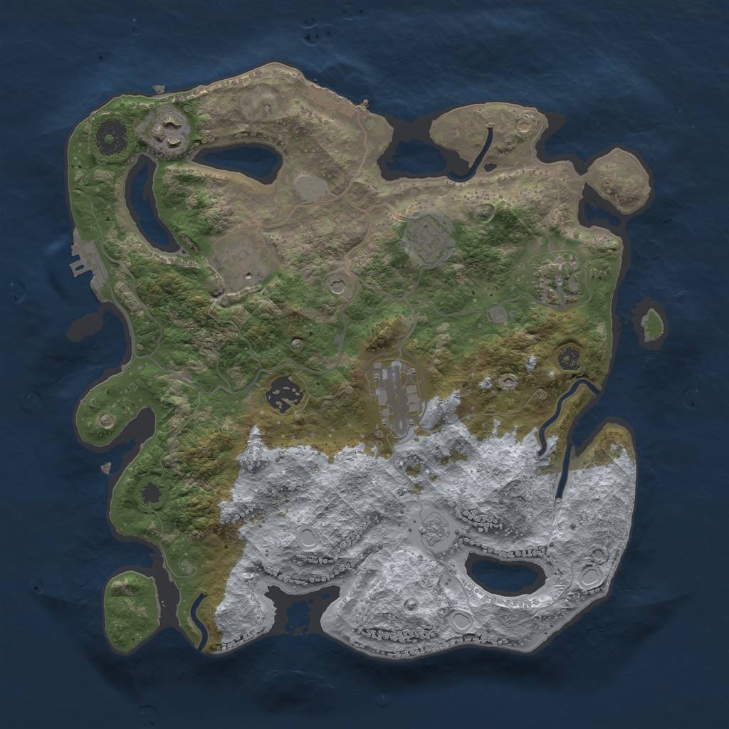 Rust Map: Procedural Map, Size: 3200, Seed: 4353177, 13 Monuments